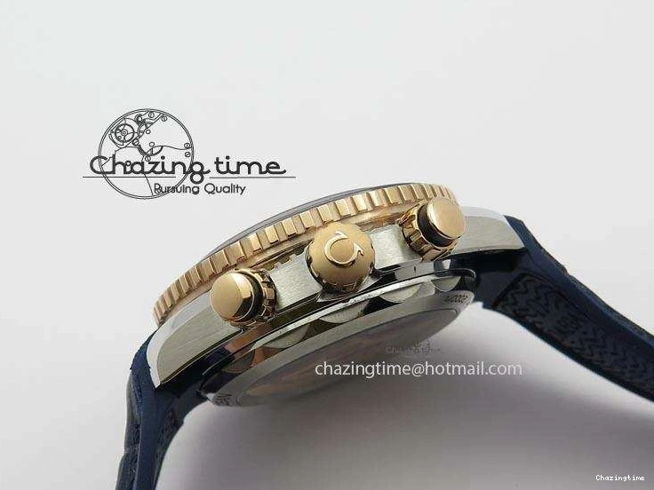 0513 GoodFit Seamaster Professional Chrono RG Blue Ceramic Blue Dial On Blue Gummy Strap A 8213